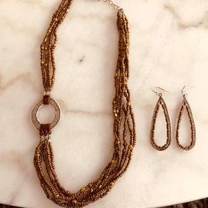 Silpada .925 bronze copper bead Ncklce/earrings